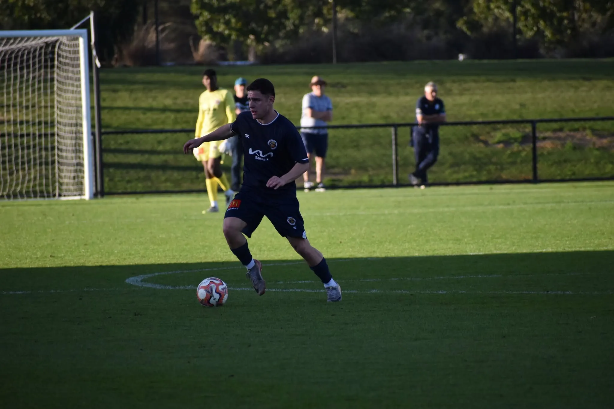 Ballarat City senior men’s player on the ball at Morshead Park