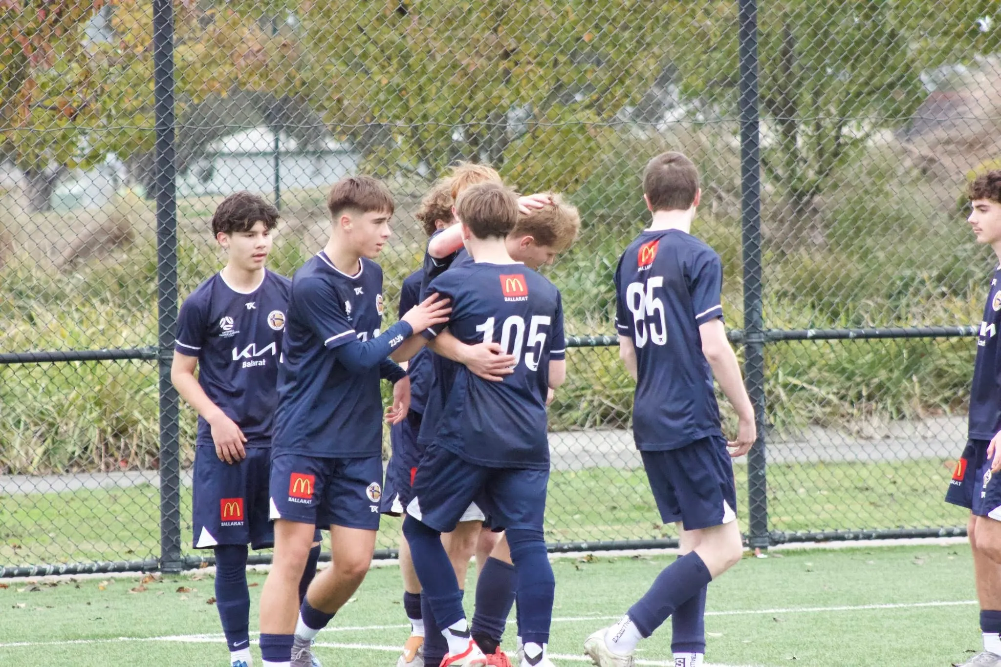Ballarat City youth players celebrating a goal